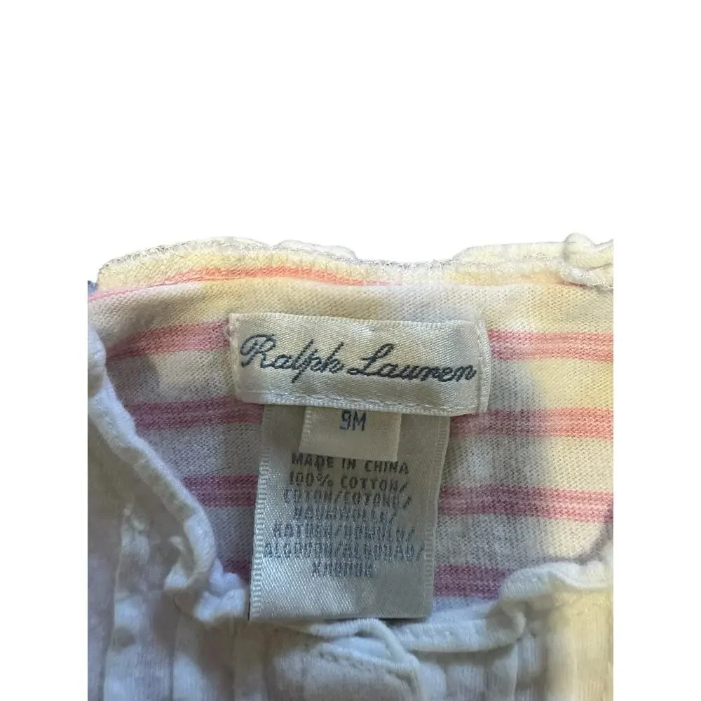 Ralph Lauren Romper Pink White Size 9 Months